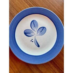 Pfaltzgraff VILLA FLORA Blue Salad  Plates Leaf Flower Stoneware 8.5" set of 4